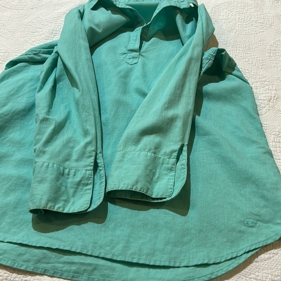 Vineyard, Vines, linen,/cotton, blend turquoise tunic. Medium - Picture 9 of 11
